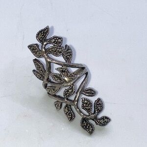 VTG Huge Sterling & Marcasite Tree Branch & Leaves Statement Ring Sz 5.5 EUC